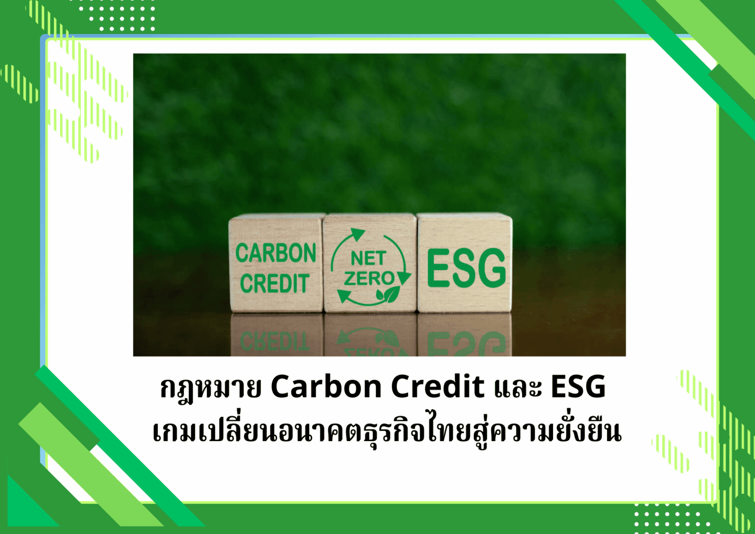 กฎหมาย Carbon Credit และ ESG เปลี่ยนอนาคตธุรกิจไทยสู่ความยั่งยืน
