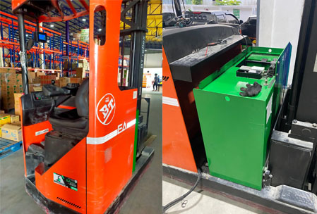 แบตเตอรี่ลิเธียม FADINIUM ใส่รถโฟล์คลิฟท์ BT บริษัทกิตติชัย